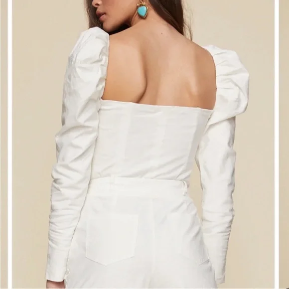 LPA Idalia Cream Corset Puff Sleeves Top Size S from REVOLVE
